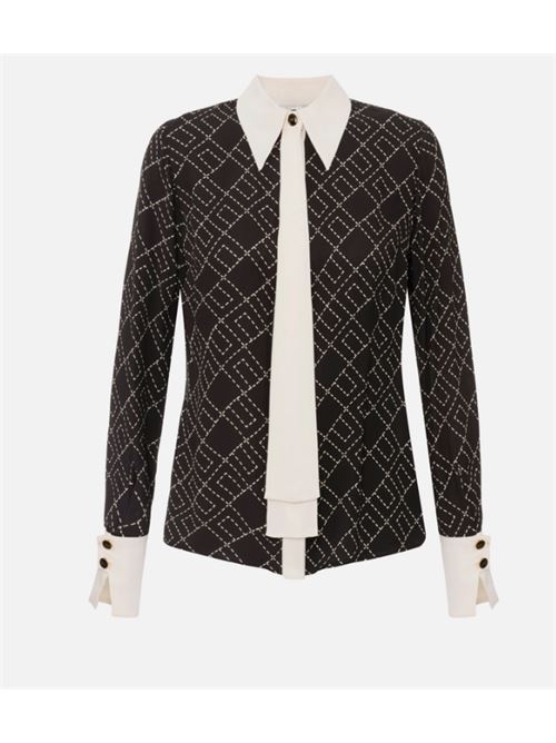 CAMICIA CON STAMPA BI-COLOR ELISABETTA FRANCHI | CA10456E2EF3 Nero/Milk
